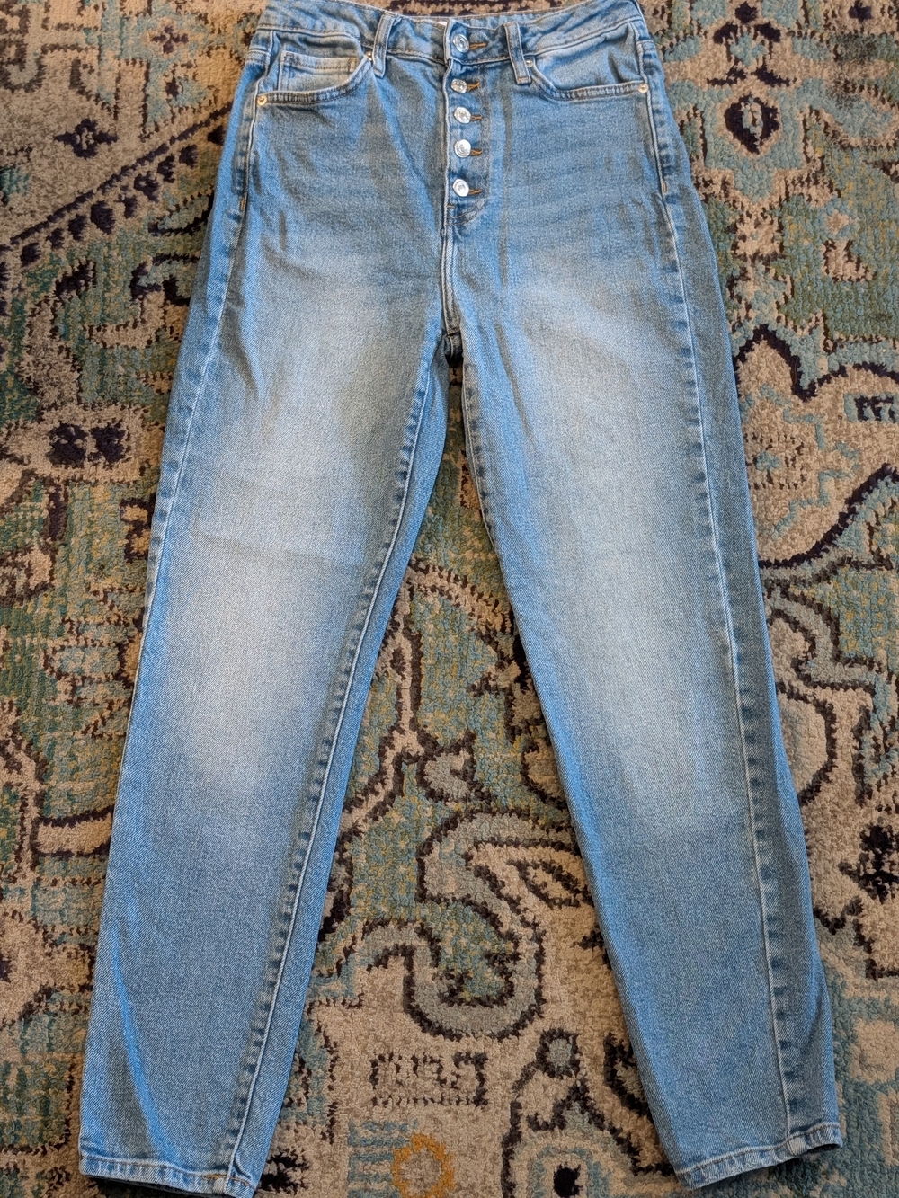 Forever 21 Light Blue High-Rise Button-Fly Jeans